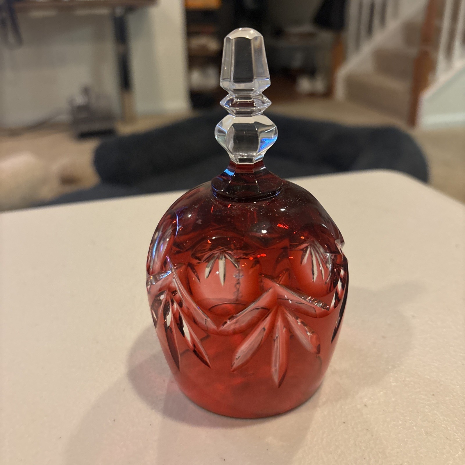 VTG Beyer Bleikristall Lead Crystal Hand-Cut Bell Cranberry Red W. Germany EUC