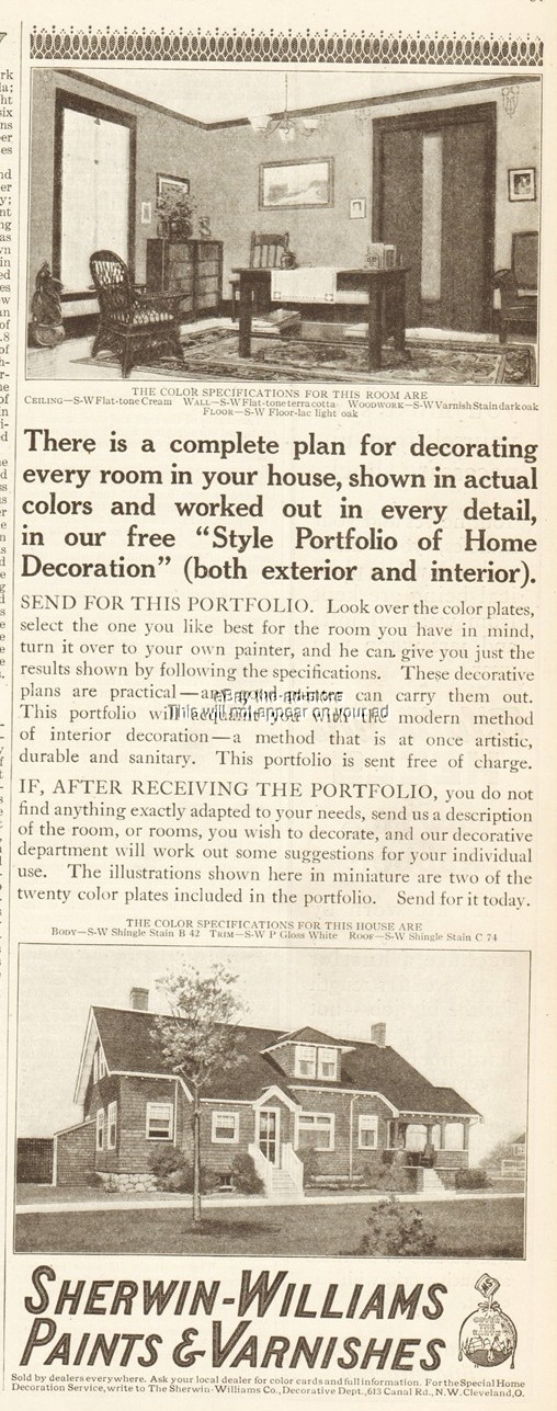 1912 Sherwin Williams SWP Cleveland Ohio Varnish House Paint Ad Home Decoration