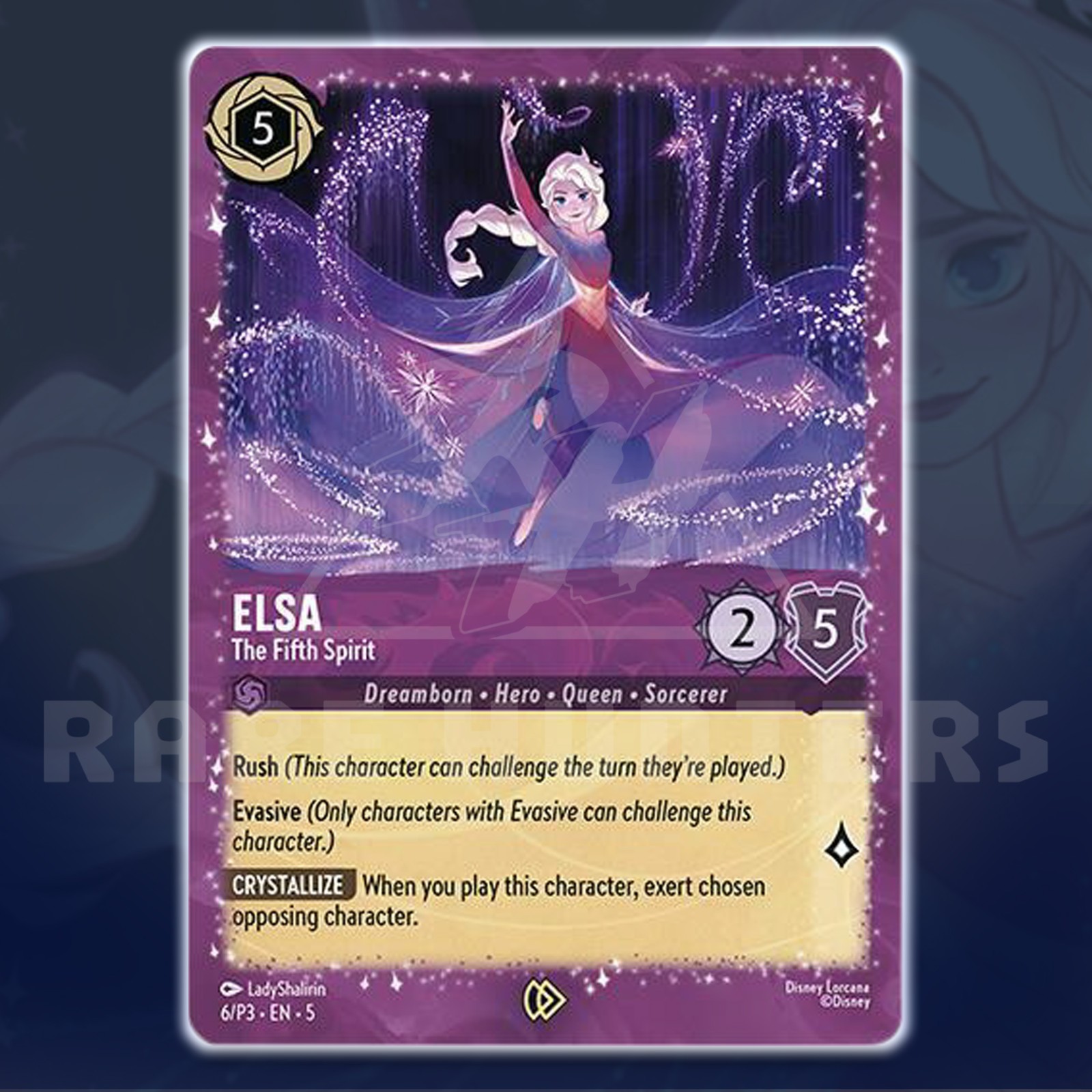 Promo Disney Lorcana Elsa The Fifth Spirit 6/P3 Glimmer Foil Promo Disney Lorcana Elsa The Fifth Spirit 6/P3 Glimmer Foil