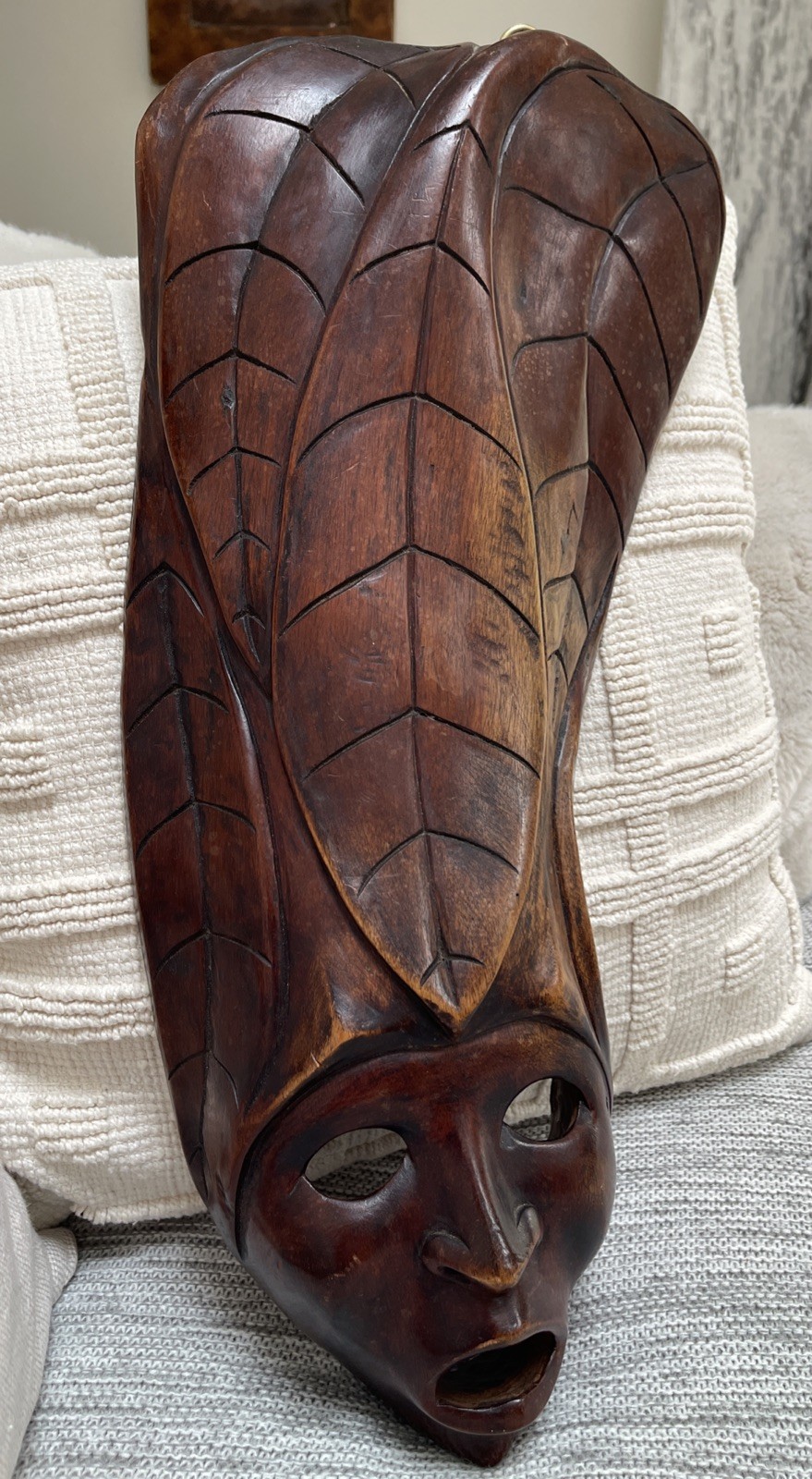 EXQUISITE VTG ANTIQUE Iron Wood Mask Rare Tribal Ceremonial Ritual Carving 22” EXQUISITE VTG ANTIQUE Iron Wood Mask Rare Tribal Ceremonial Ritual Carving 22”