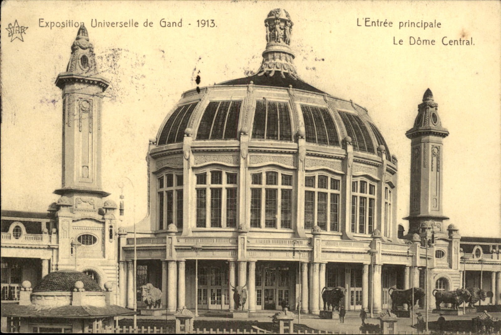Gand Exposition Universelle de Gand Le Dôme Central Star c1913 Vintage Postcard