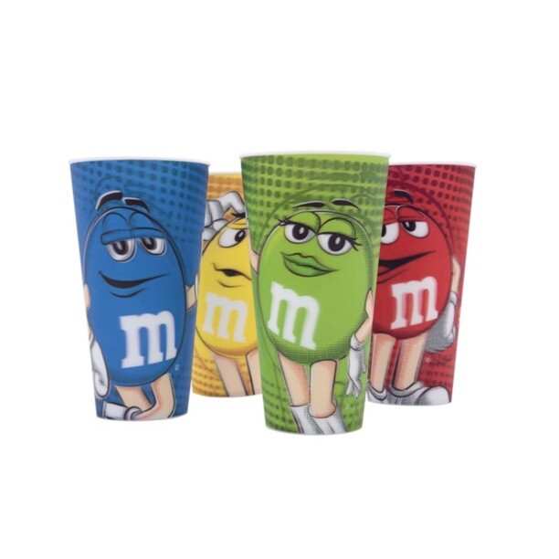 M&M\'s World Characters Lenticular 24oz Cup Set of 4 New with Box