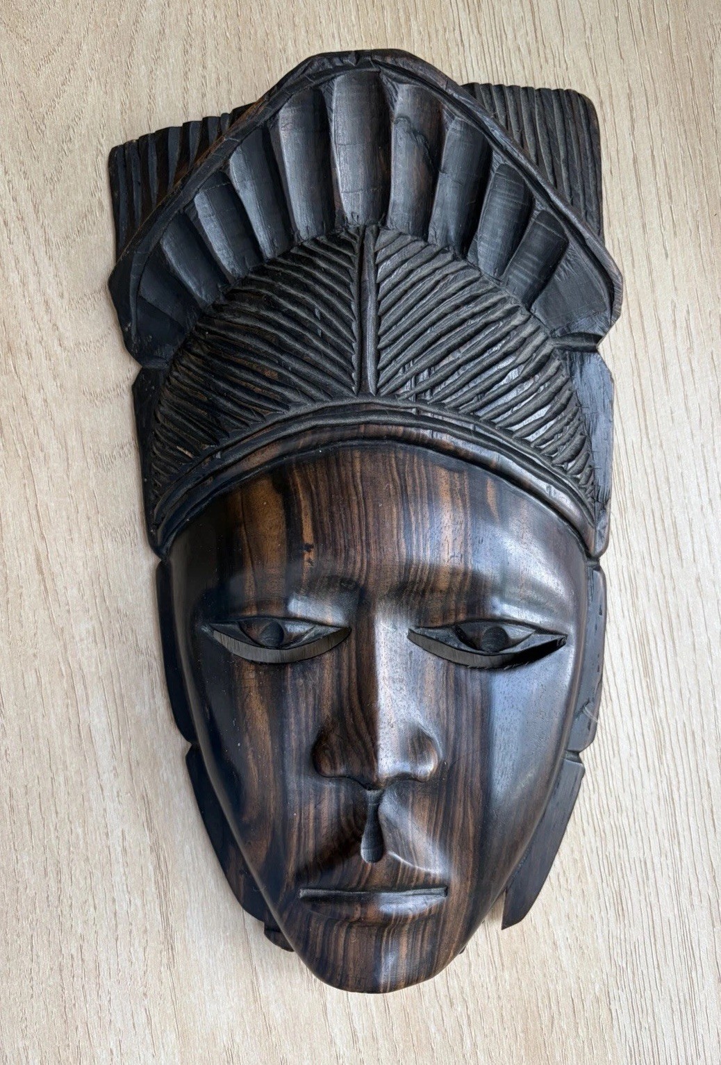 Vintage African Hand Carved Ironwood Female Mask Tribal Art Heavy 11” - Stunning