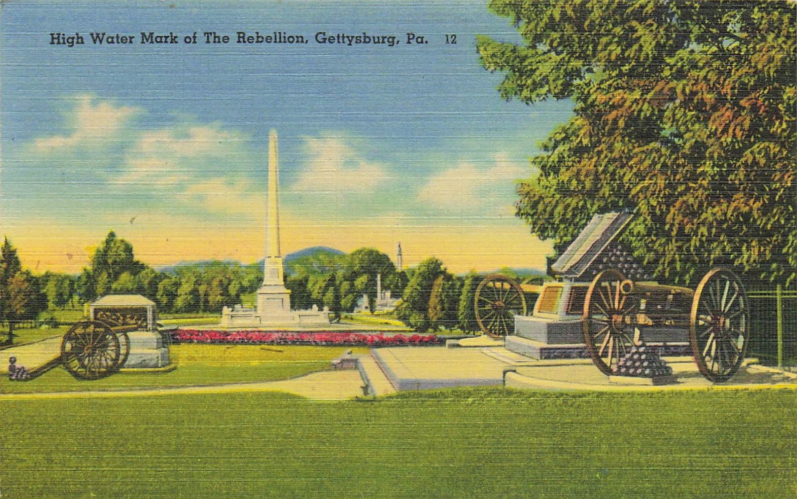 Gettysburg PA High Water Mark of Rebellion Monument Postcard 1947