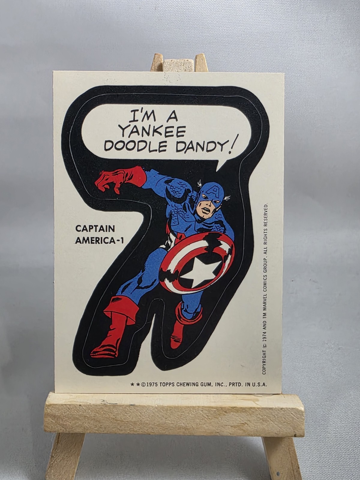 Vintage 1975 Topps Marvel Comic Book Heroes Stickers Captain America -1 Tan Back