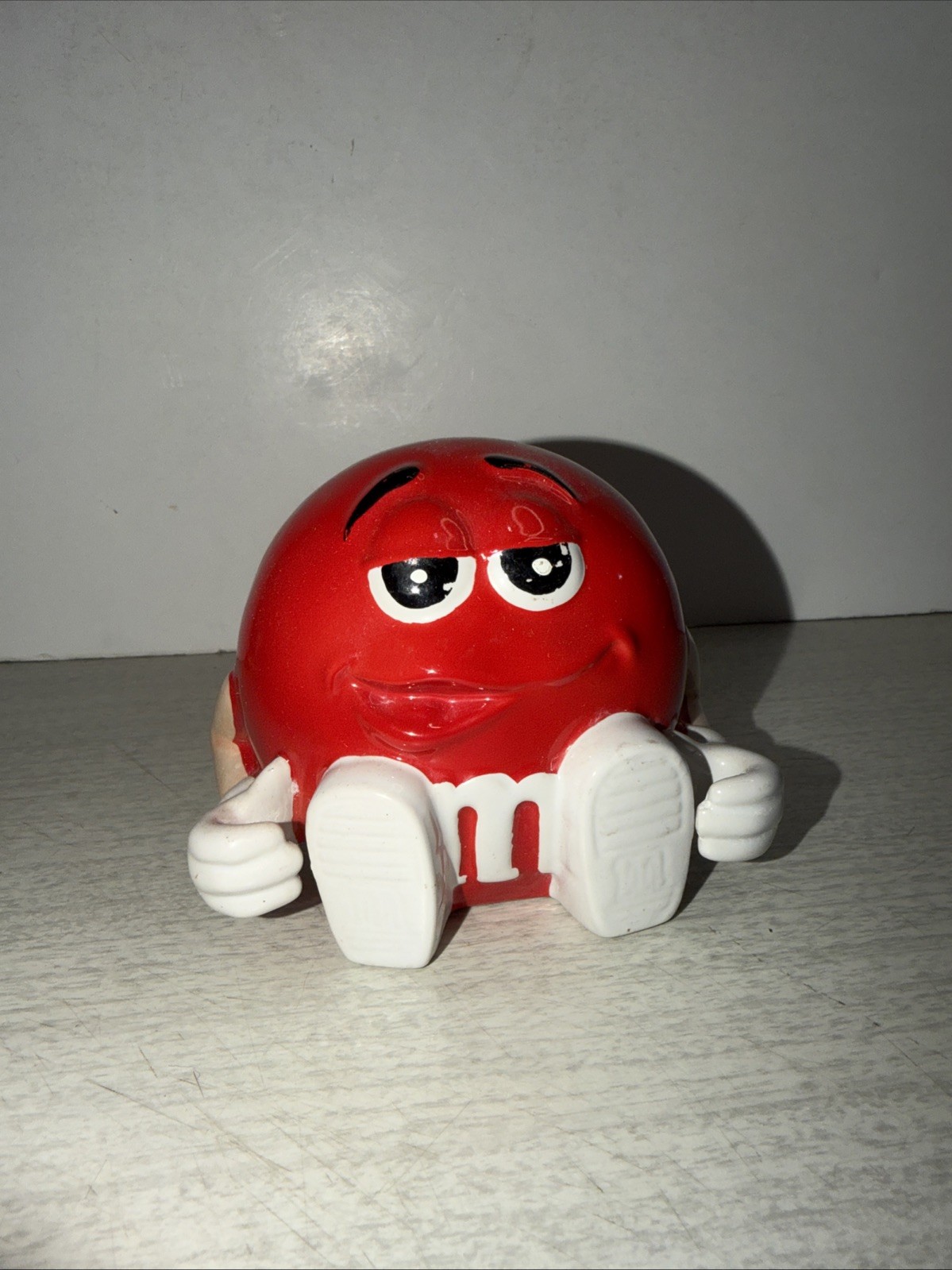VTG Red M&M Ceramic Figurine Solid NO LID RARE