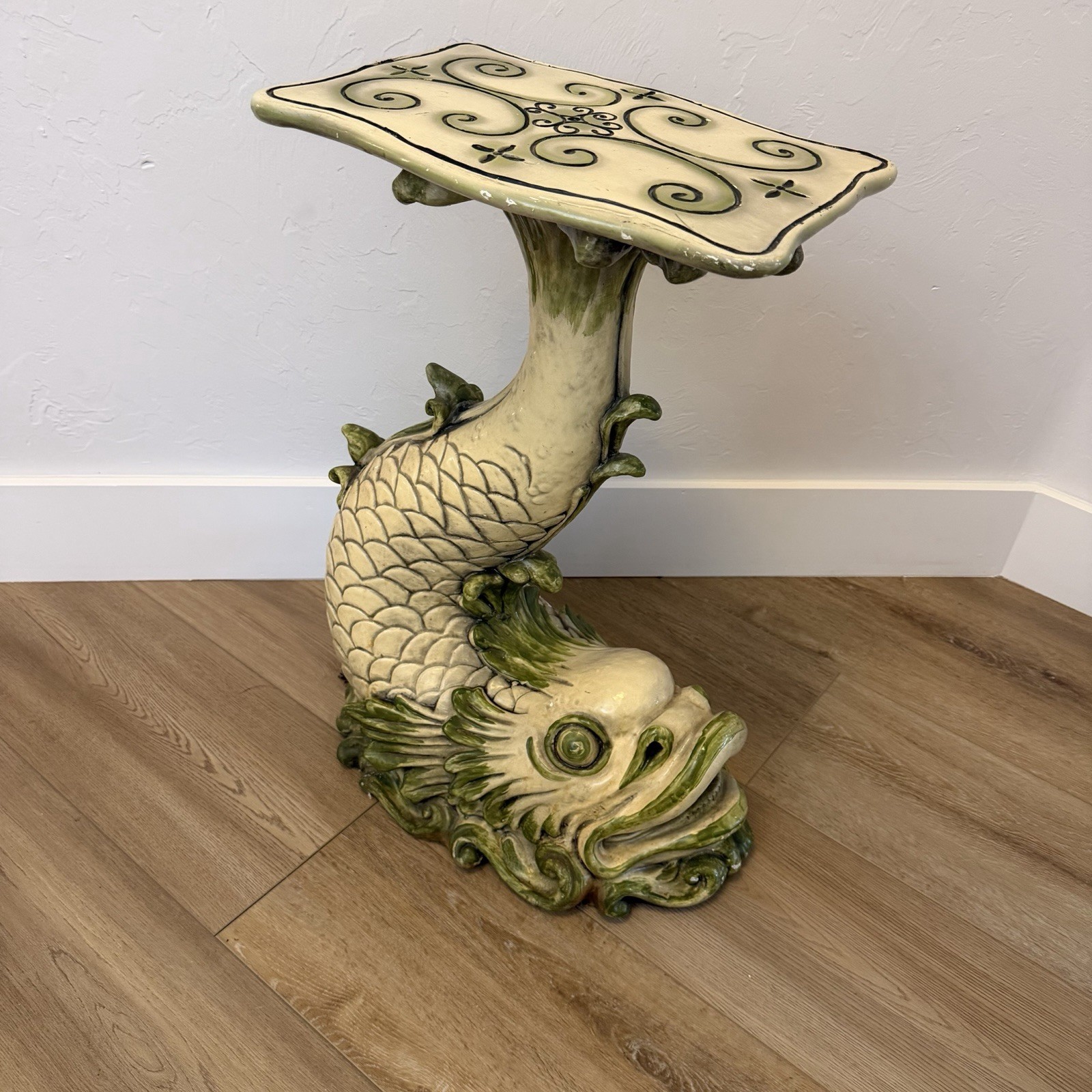Rare Chinoiserie Fish Sculpture Vintage Marwal Industries Koi Garden Table Asian
