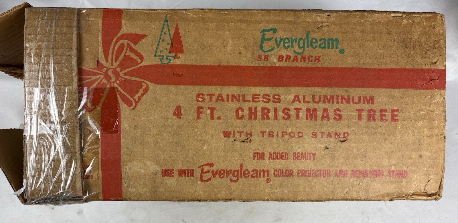 Vintage Evergleam 58 Branch 4 Ft. Stainless Aluminum Christmas Tree in box Vintage Evergleam 58 Branch 4 Ft. Stainless Aluminum Christmas Tree in box