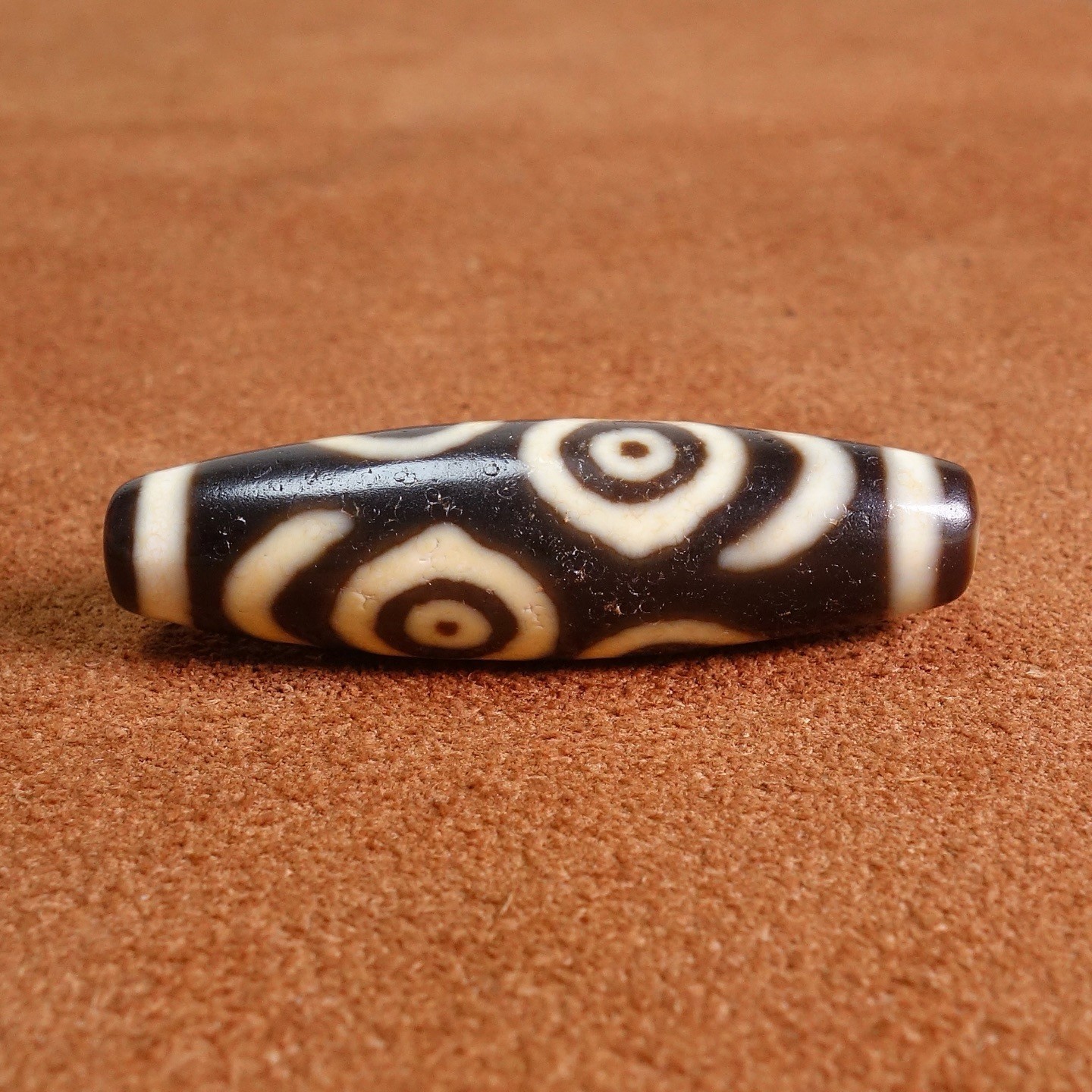 Energy Tibetan Old Agate Dzi Bead Prajna Dharma Eye Amulet Pendant 45×13mm #9134