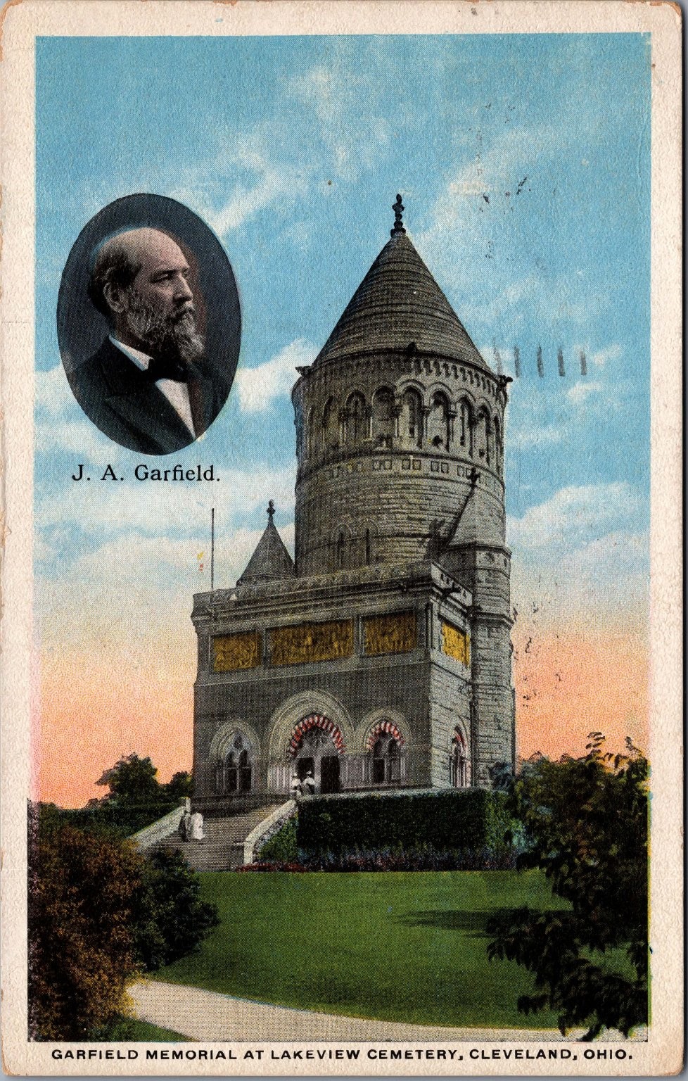 J. A. Garfield Memorial Lake View Cemetery Cleveland OH 1918 Postcard J. A. Garfield Memorial Lake View Cemetery Cleveland OH 1918 Postcard