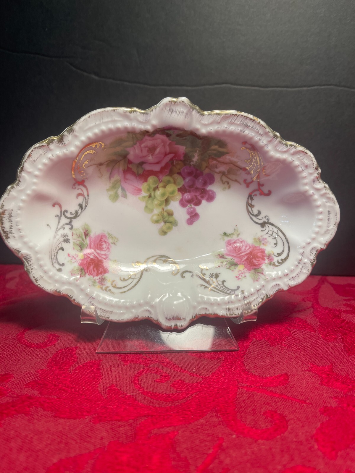 Antique PM Moschendorf Porcelain Factory Small Oval Dish Hand Painted 1895-1910