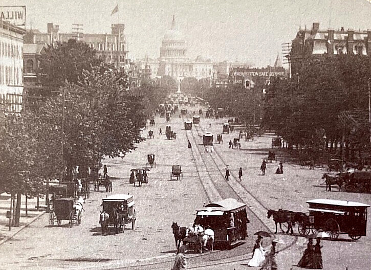 RARE CAPITOL BUILDING FROM PENNSYLVANIA AVE WASHINGTON DC 1887 STEREOVIEW PHOTO