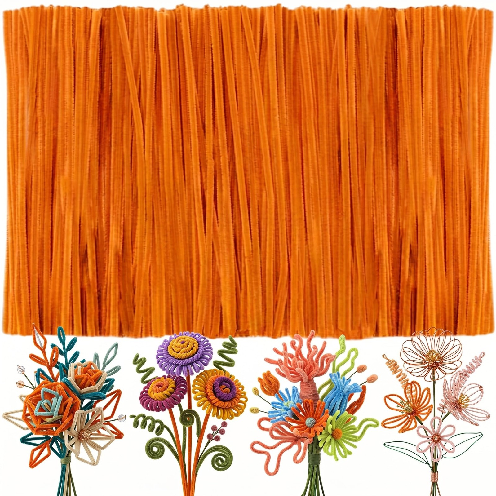 100 Pcs Gold Pipe Cleaners Bulk, No-Shed Fuzzy Sticks for DIY Crafts | Premiu...
