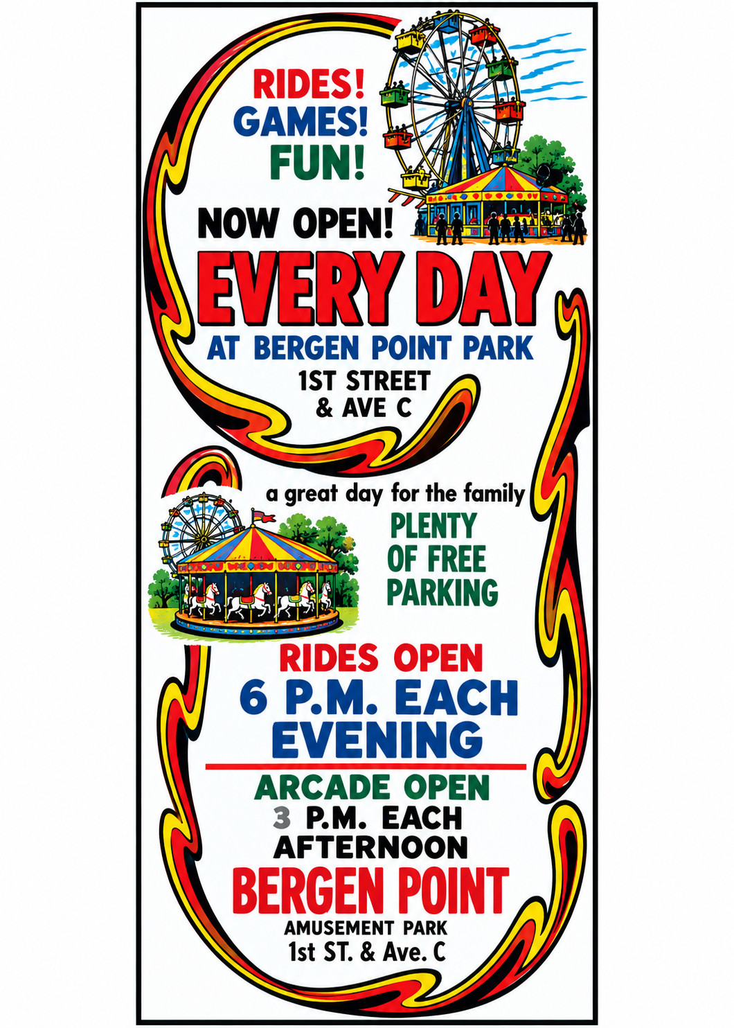 Vintage Bergen Point Amusement Park Ad Magnet - Bayonne, New Jersey