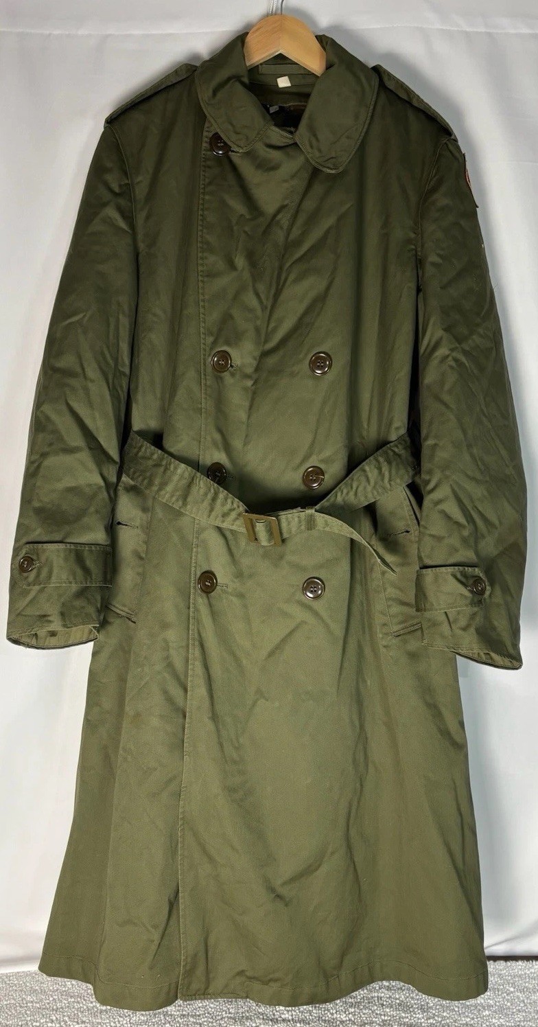 VTG 1950s US Army Military  Trench Coat Regular Medium w/ Wool Removable Liner