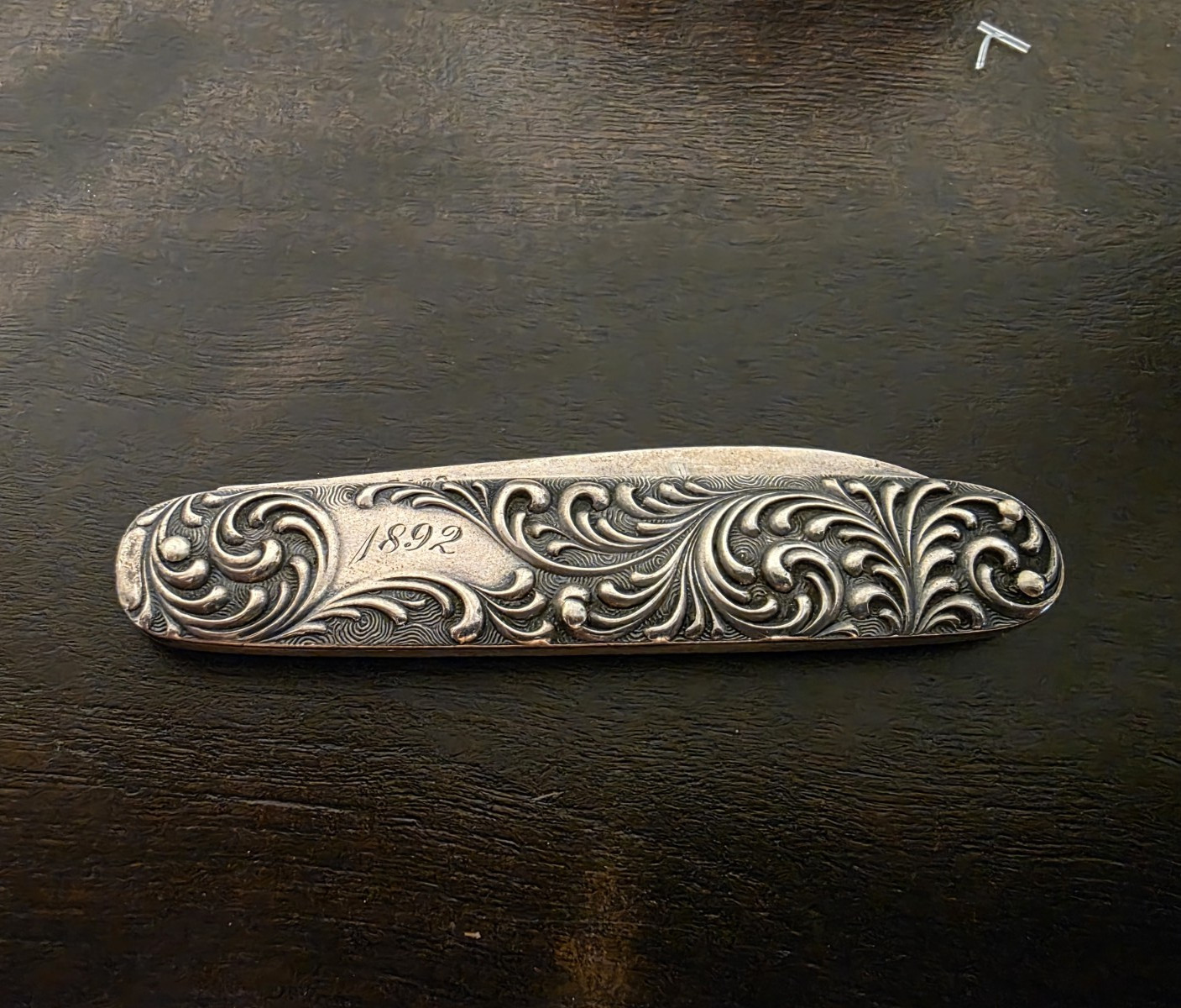 Antique 1892 Bigelow Kennard & Co Boston Sterling Silver Folding Penknife Chased