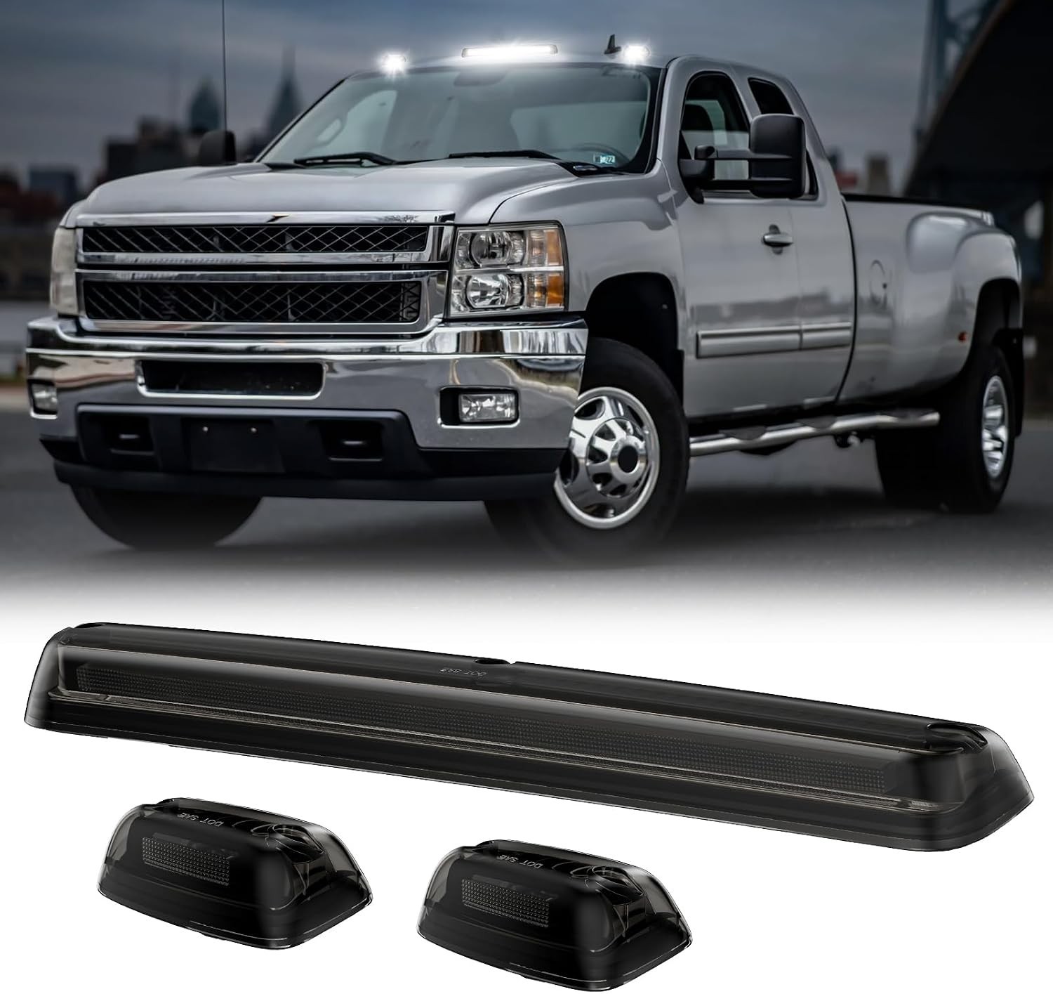 LED Cab Roof Marker Lights Compatible with 2007-2010 Silverado Sierra 1500, 2007