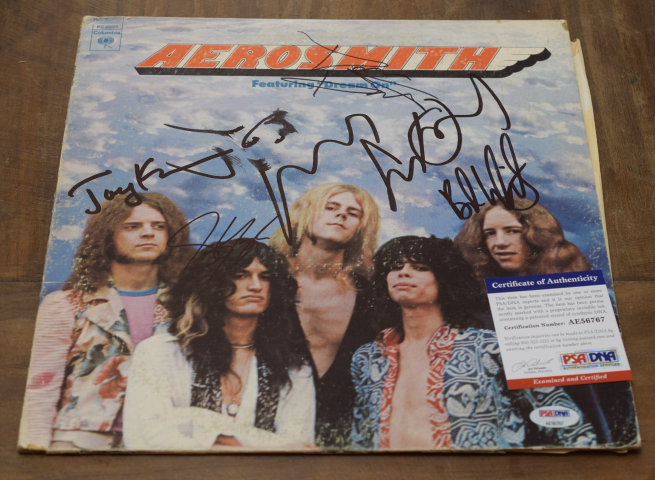 Aerosmith x5 STEVEN TYLER Complete Band Signed Dream On Record Epperson COA