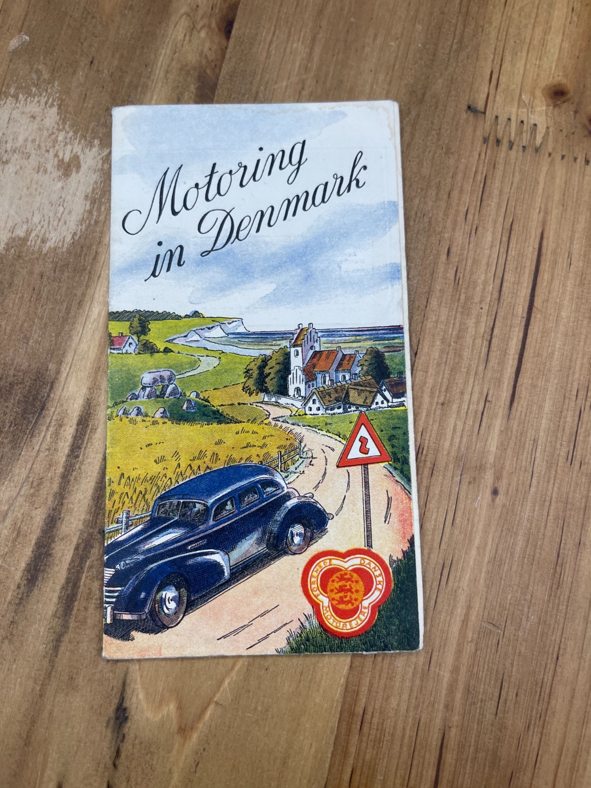 Motoring in Denmark VINTAGE Travel Map 1930\'s Automobile