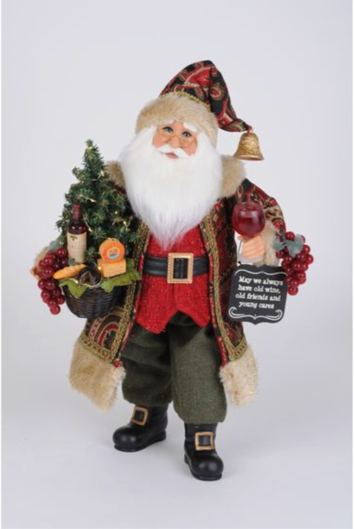 Karen Didion Originals Lighted Wine and Cheese Sampling Santa CC16-220 New