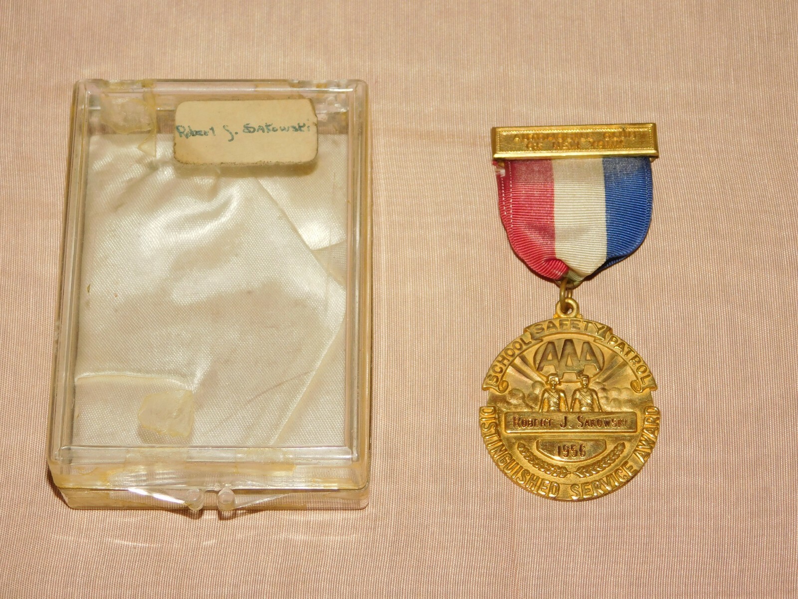 VINTAGE 1956 AAA AUTOMOBILE CLUB OF NEW YORK SERVICE AWARD MEDAL R SAKOWSKI