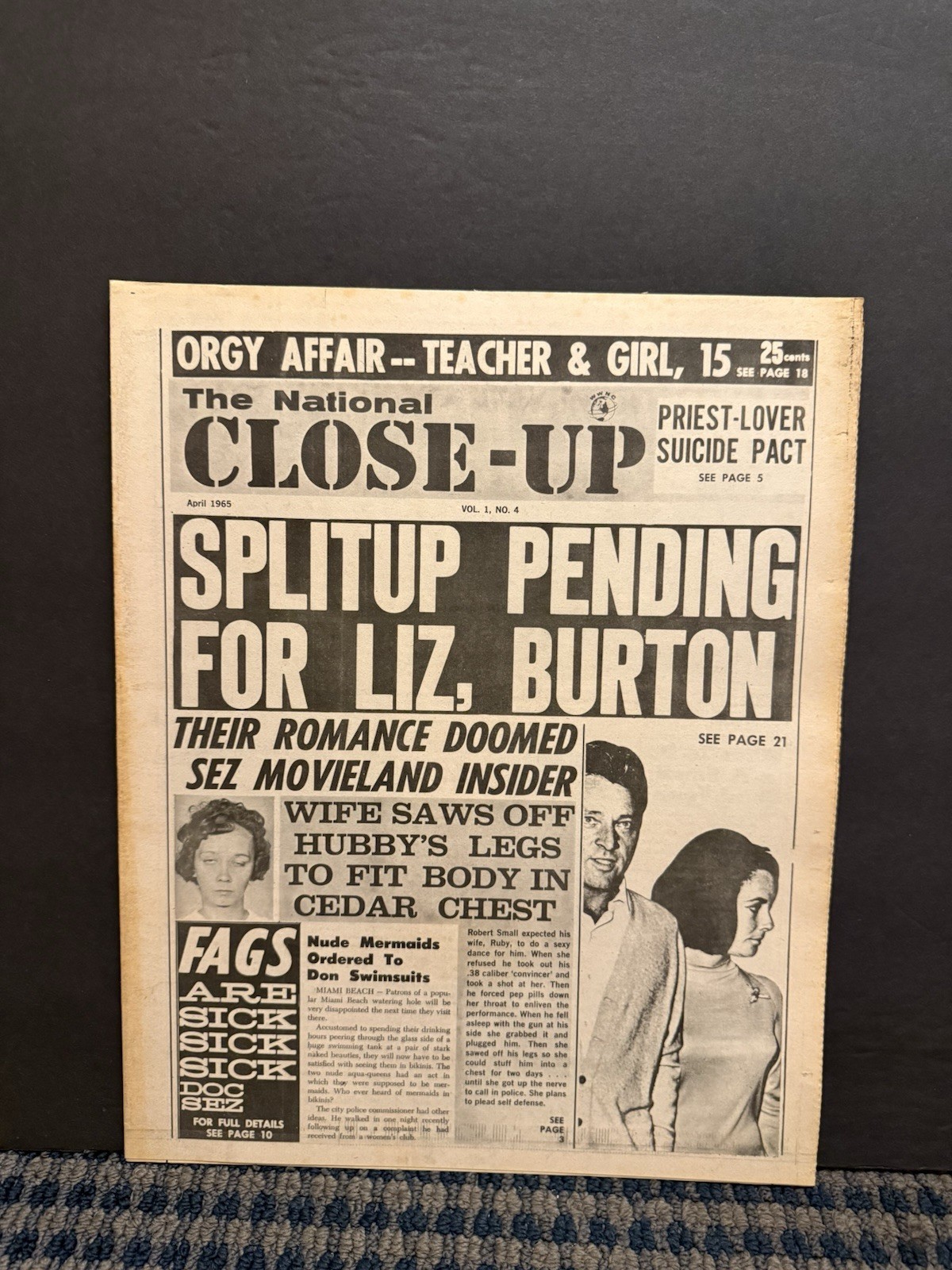 1965 April National Close-Up Newspaper, Liz Taylor, Richard Burton Splitup (10U)