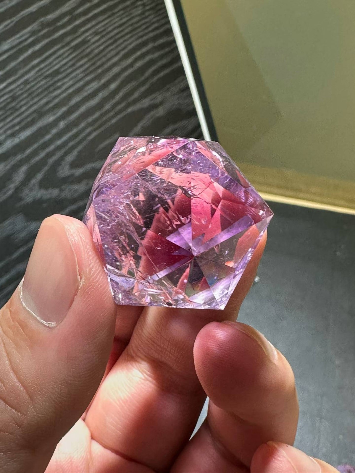 1pc Natural Amethyst Quartz Carved Energy Polygon Crystal Reiki Decor