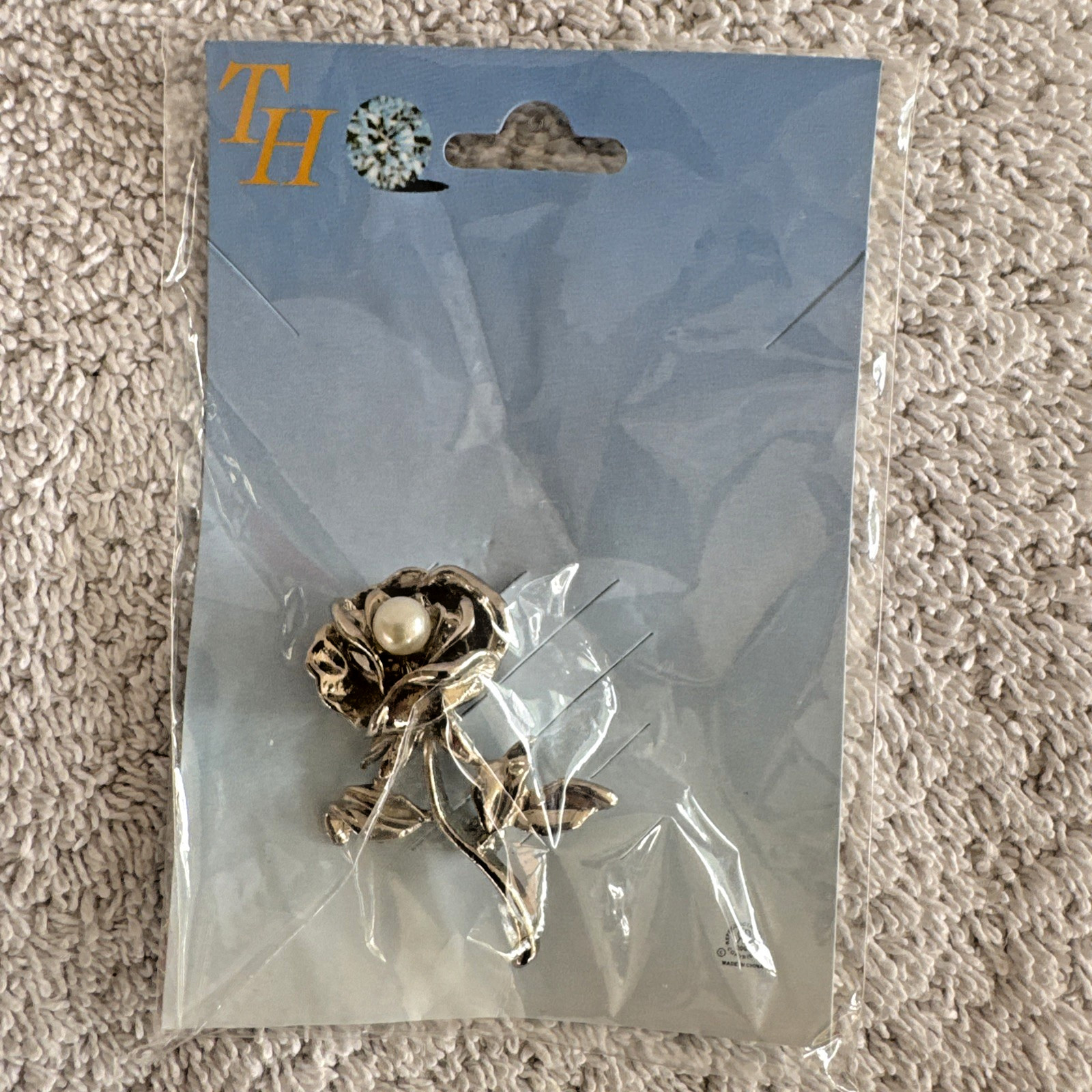 Vintage Rose Faux Brooch Pin Silver Tone NWT 2002 Flower Floral 1 3/4” Costume Vintage Rose Faux Brooch Pin Silver Tone NWT 2002 Flower Floral 1 3/4” Costume