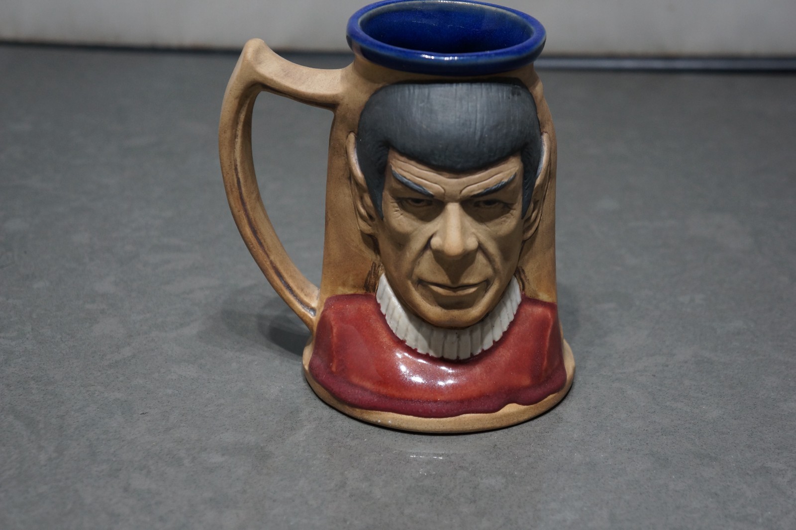 RARE RUMPH POTTERY  STAR TREK TANKARD MUG 1982 THE WRATH OF KAHN MR SPOCK.