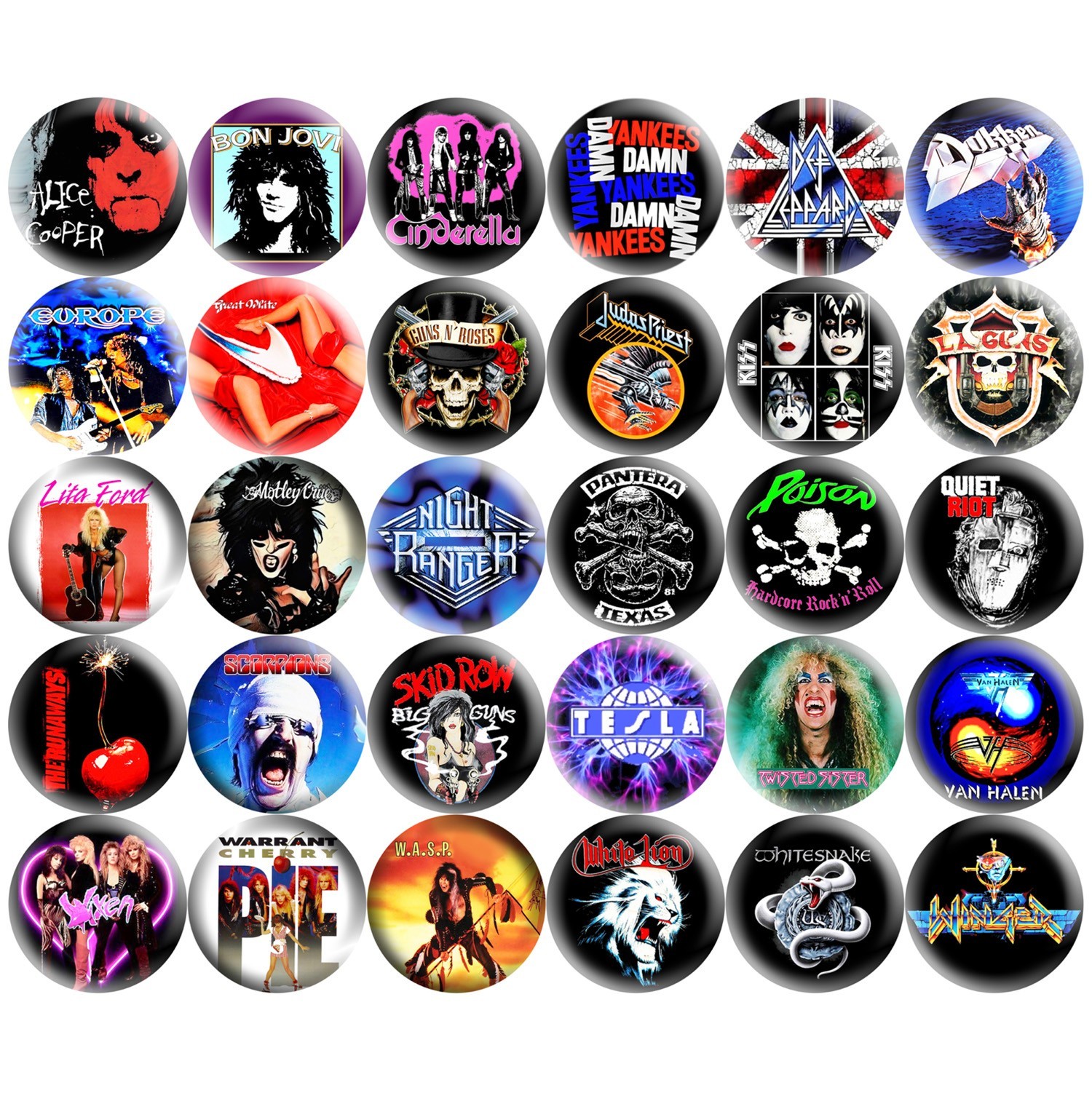 80s Glam Metal Hard Rock Hair Bands 1.25