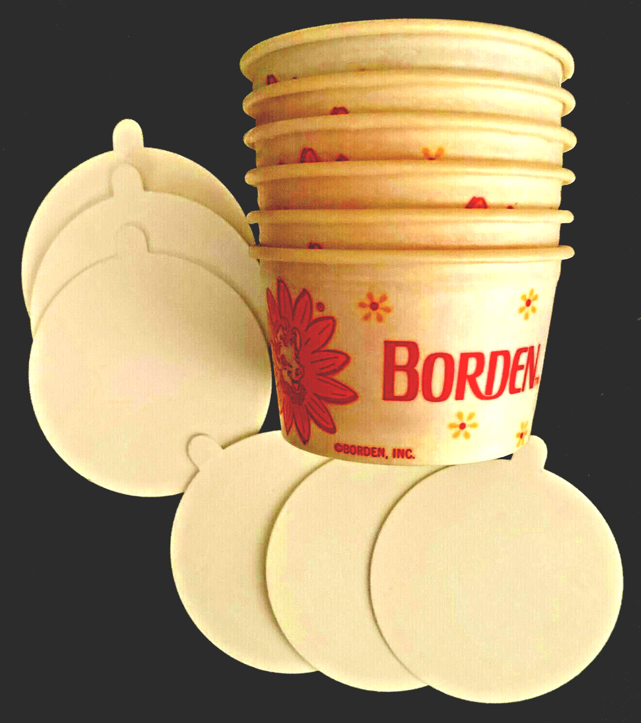 Vintage Lot of 6 Elsie Borden Ice Cream Cups–Portsmouth, Ohio 2” T 5 oz -c1960s
