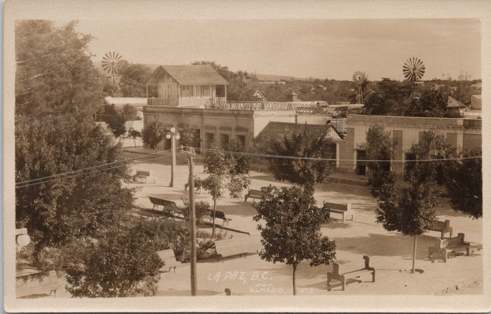RPPC La Paz Baja California Mexico Street Scene Business District 1931