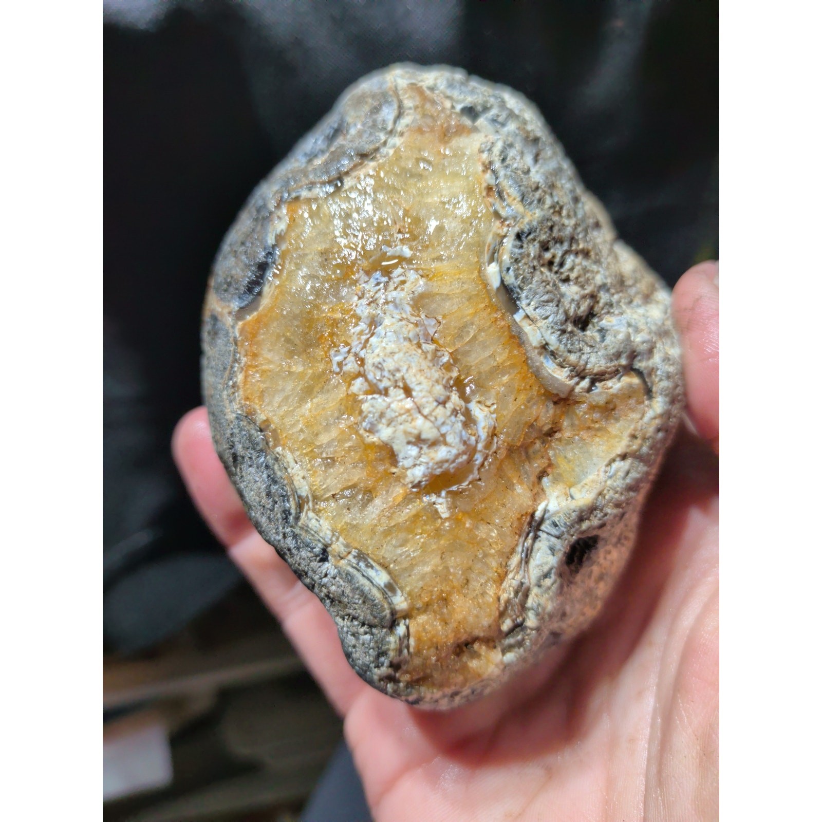 Montana Agate w/ Crystal Center & Banding Specimen Natural Form (1lb 2oz)