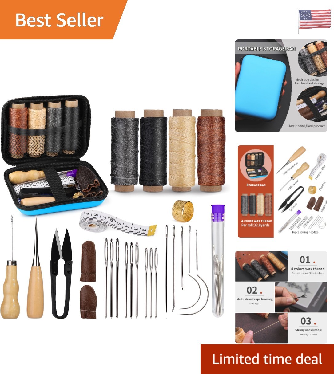 Morfen Leather Sewing Kit: 16-Piece Upholstery Repair Tools Set for DIY Crafting Morfen Leather Sewing Kit: 16-Piece Upholstery Repair Tools Set for DIY Crafting