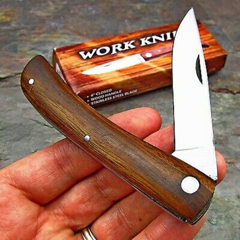 Sodbuster Folding Work Knife - Wood Handle - Fast Shipping Farmer Dirt Buster