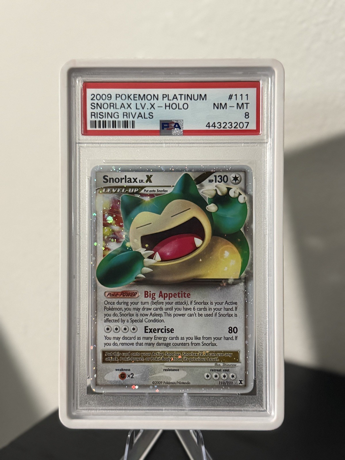 2009 Pokemon Platinum Rising Rivals #111 Snorlax LV.X Holo PSA 8