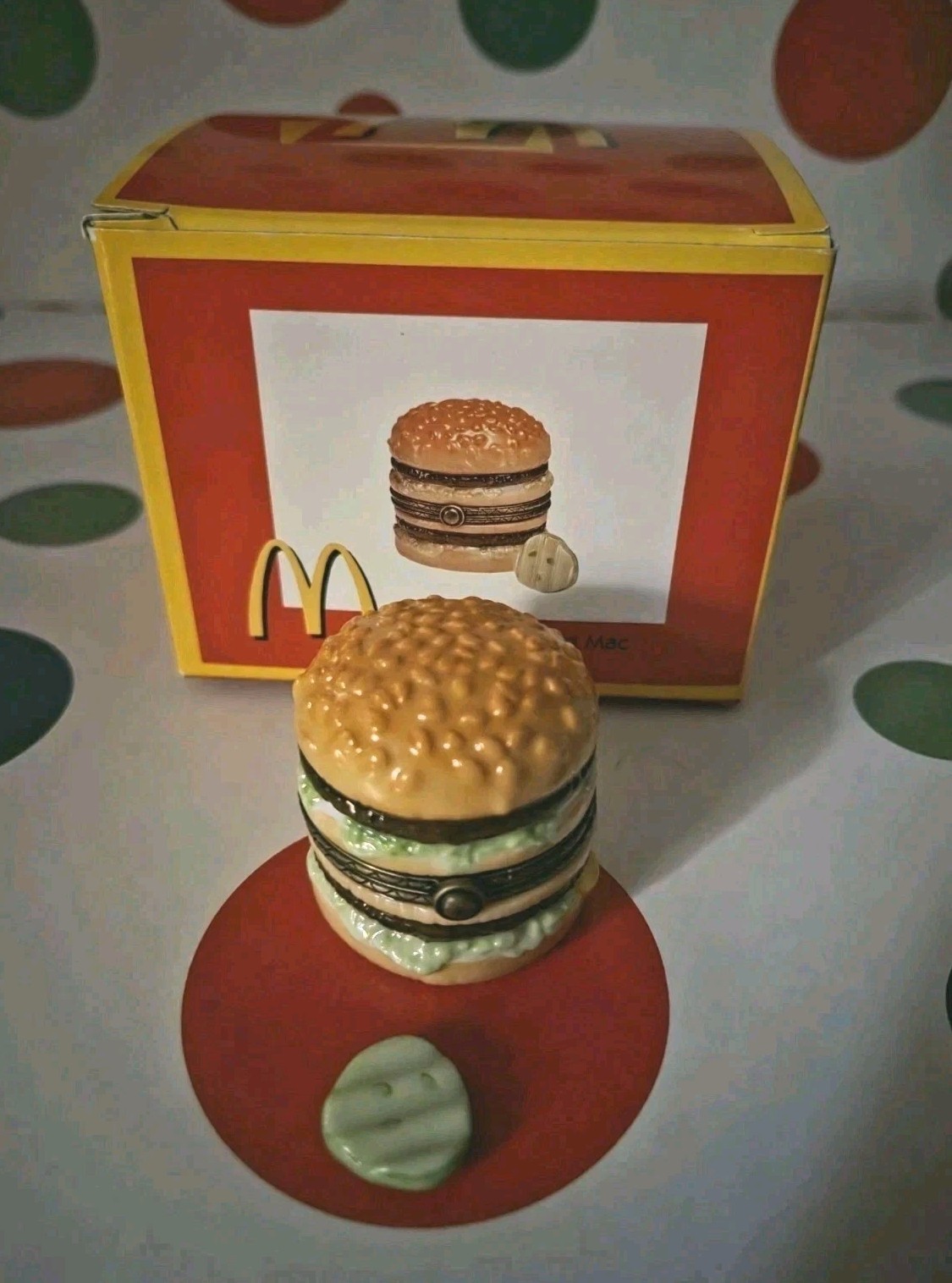 McDonald\'s Big Mac PHB Porcelain Hinged Box with Pickle Midwest of Cannon Falls