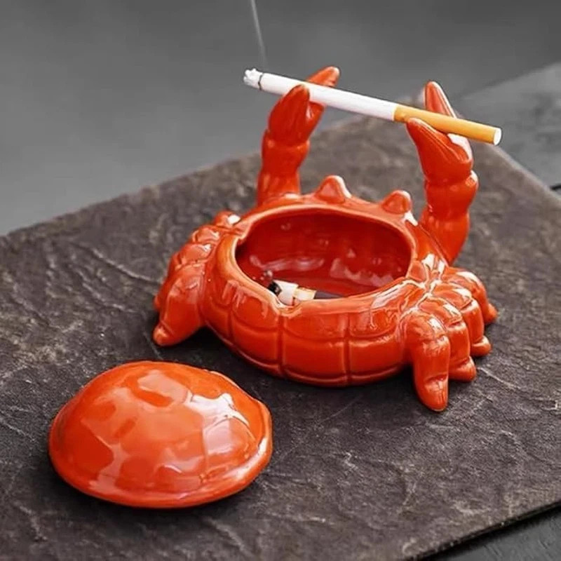 Novelty Cool Crab Ashtray with Lid, Ceramic Unique Ash Tary for Cigarette Cigar Novelty Cool Crab Ashtray with Lid, Ceramic Unique Ash Tary for Cigarette Cigar