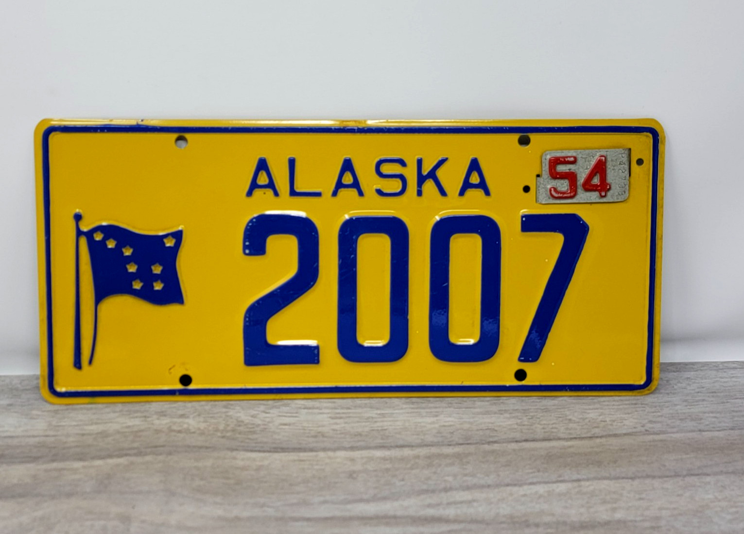 1953/1954 Alaska License Plate 2007 4 Digit Pre Statehood Birthday Car Tag VTG
