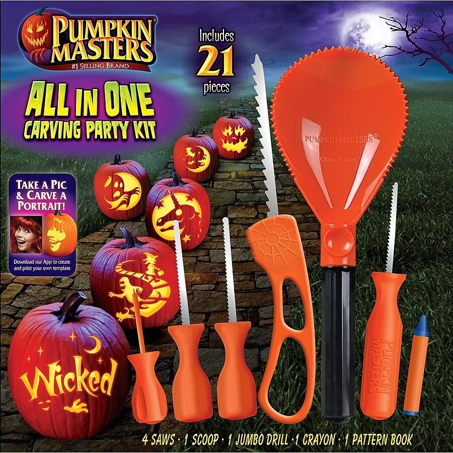 21 PiecePumpkin Masters Pumpkin carving kit #31743A with Portrait Carving Option