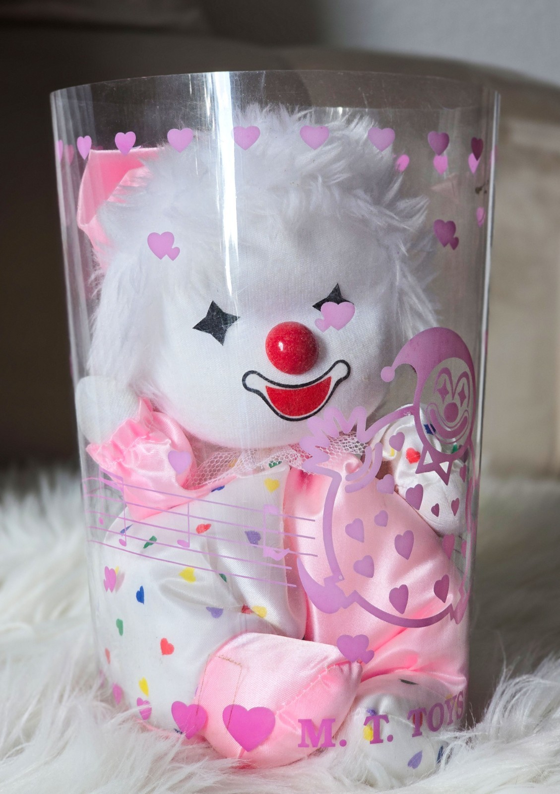 Vintage M.T. Toys Musical Clown Japan Wind Up Moving Plush Music Box Pierrot