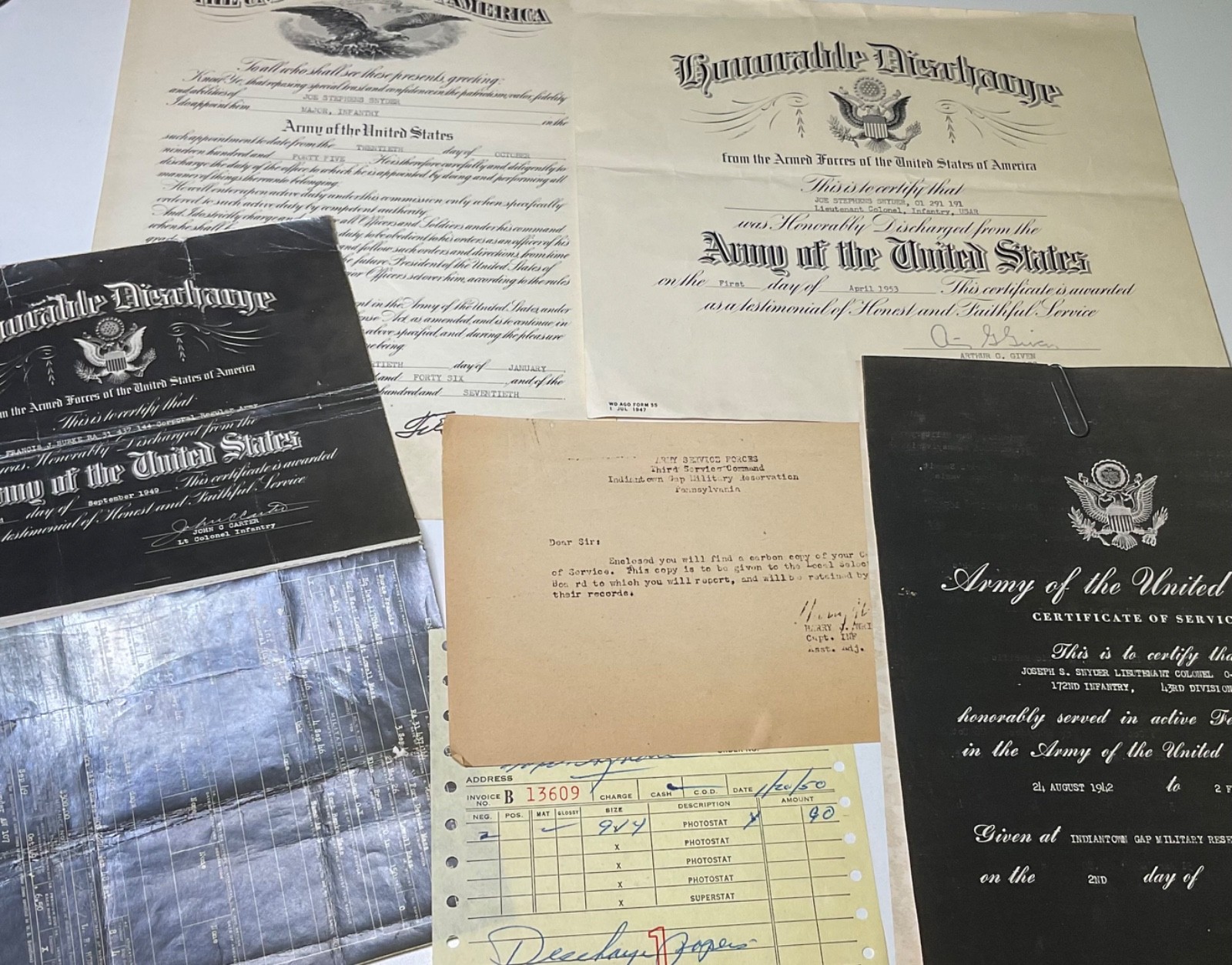 WWII 43rd Infantry 172nd Lt Colonel Snyder Bronze Star CIB Pacific Paper Group