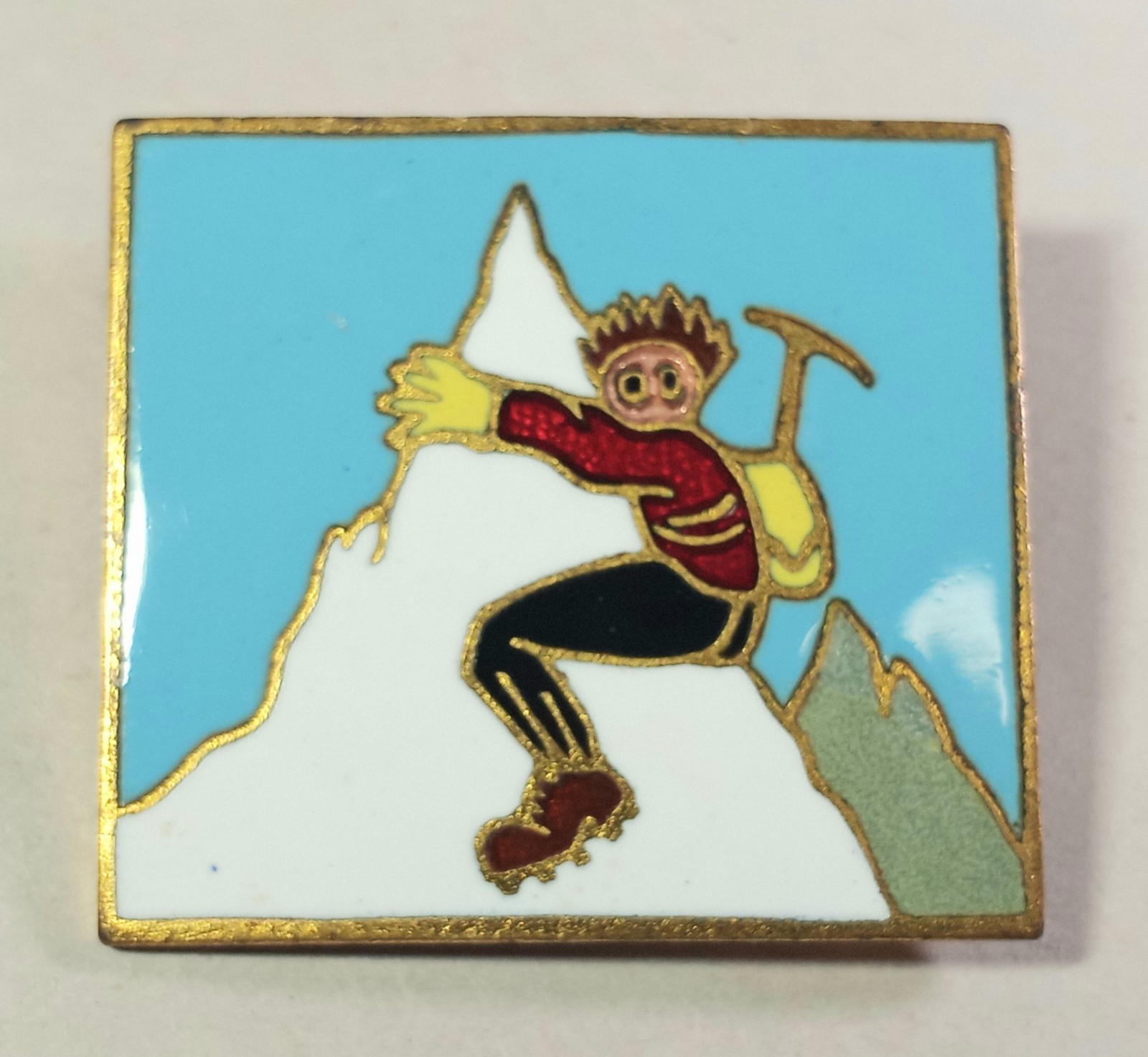 Vtg Rare Augis Lyon Pin Brooch Mountain Climber Mountaineer Made In France  