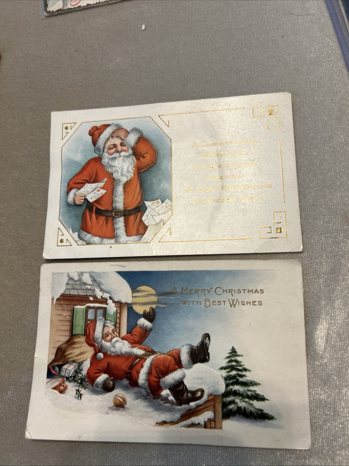 2 Vintage Santa Claus Postcards