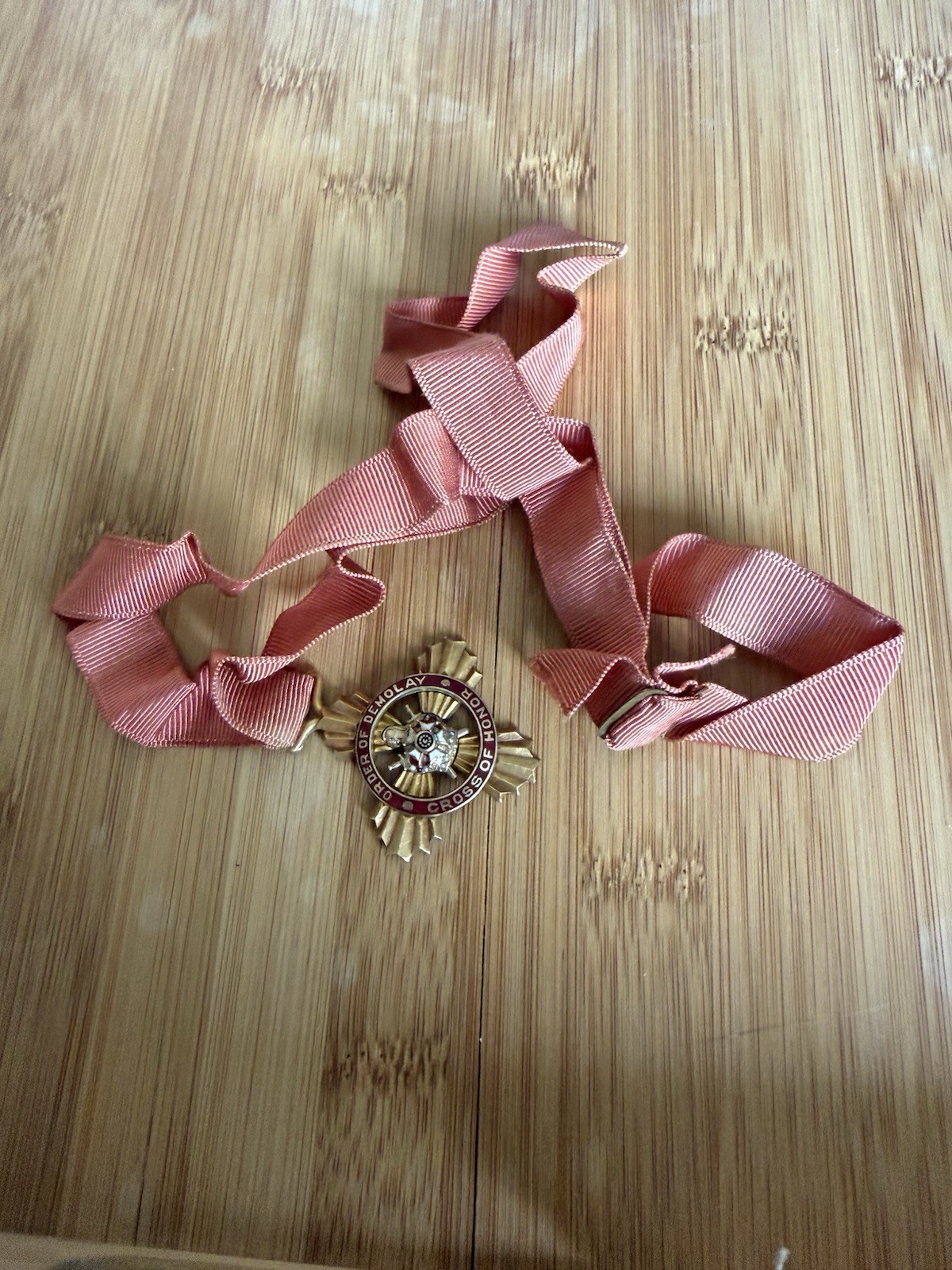 Vintage Order Of DeMolay Cross Of Honor Medal Award Freemason Youth Enamel GF