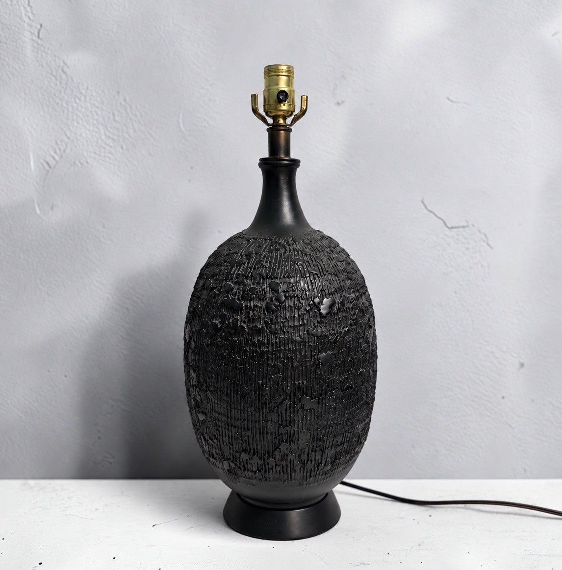 Incredible Mid Century Modern Brutalist Pottery Volcanic Dragon Egg Beehive Lamp