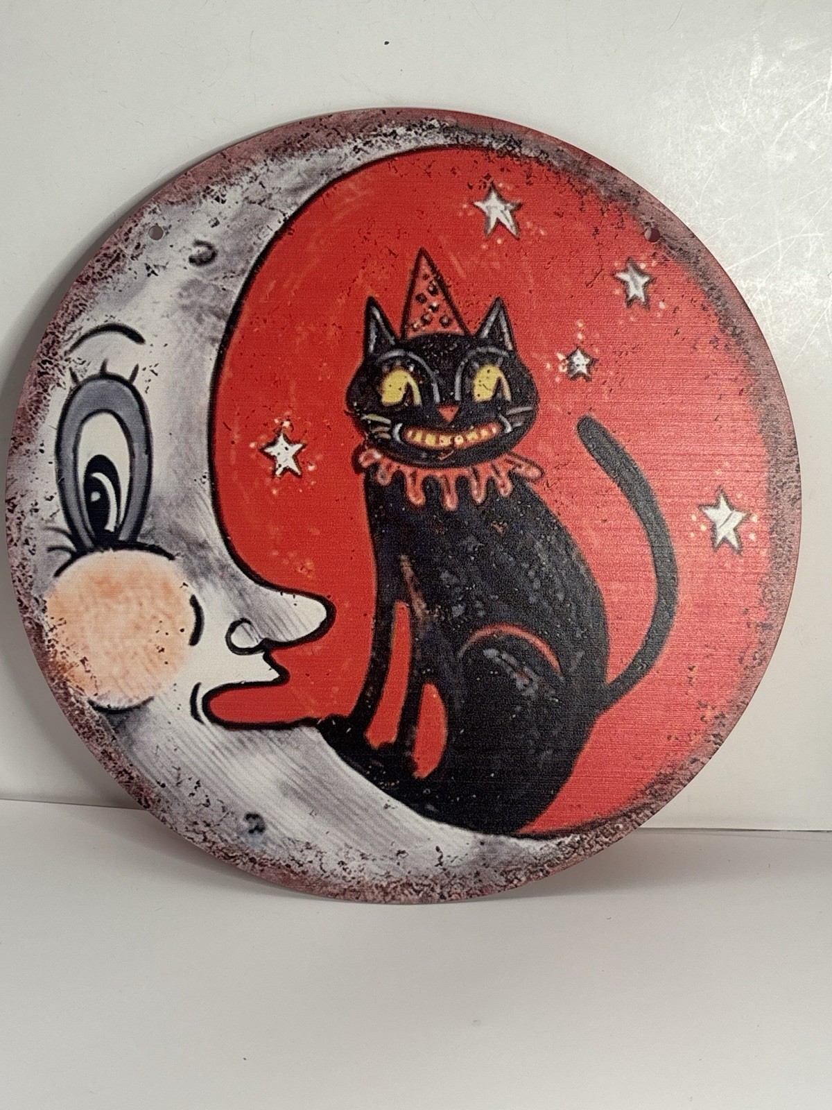 Halloween Anthropomorphic VINTAGE STYLE Moon Cat Acrylic Sign Wall Decor 8\