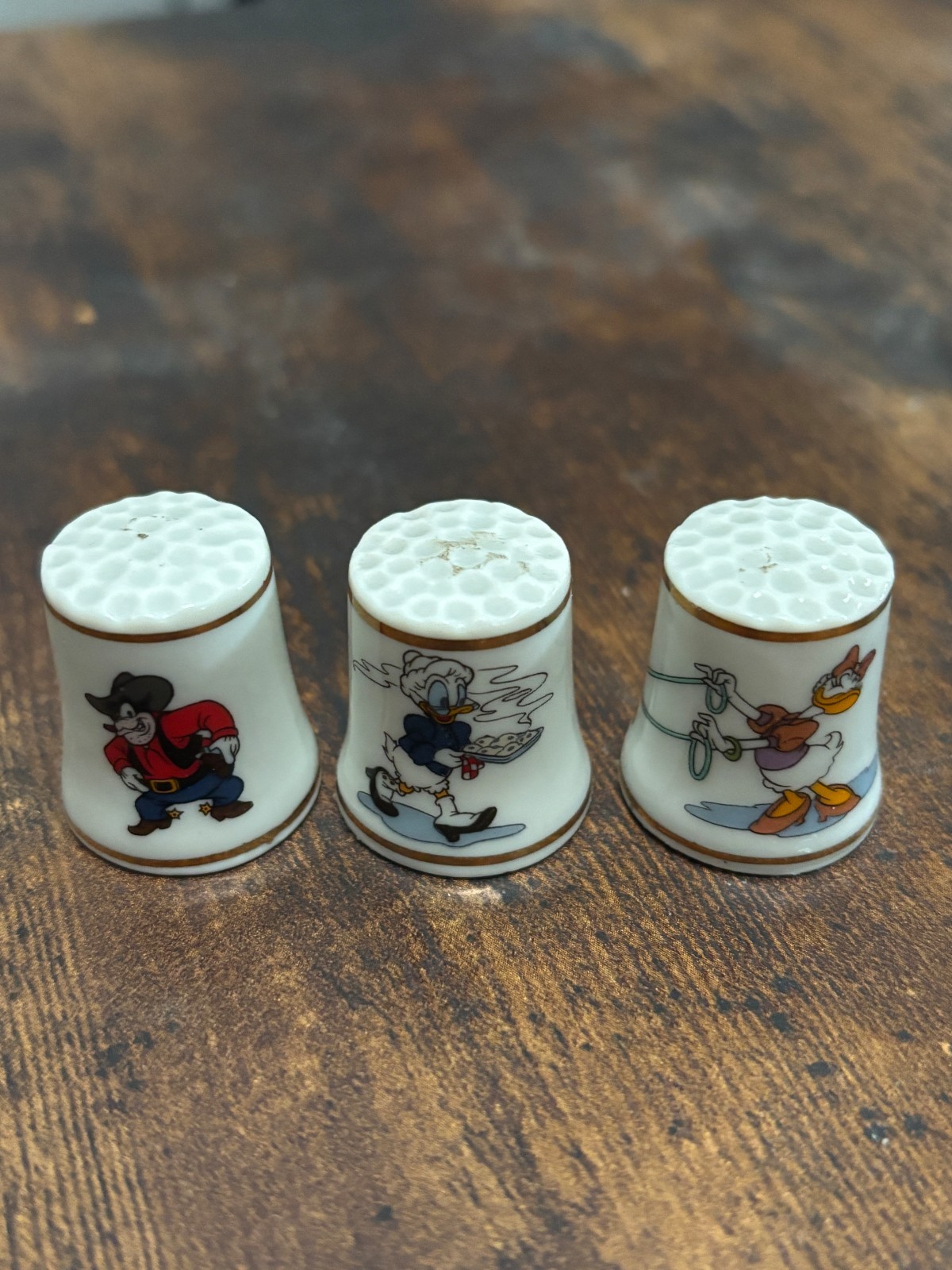 Disney Thimbles Lot Daisy Grandma Duck Pete New England Collector's Society