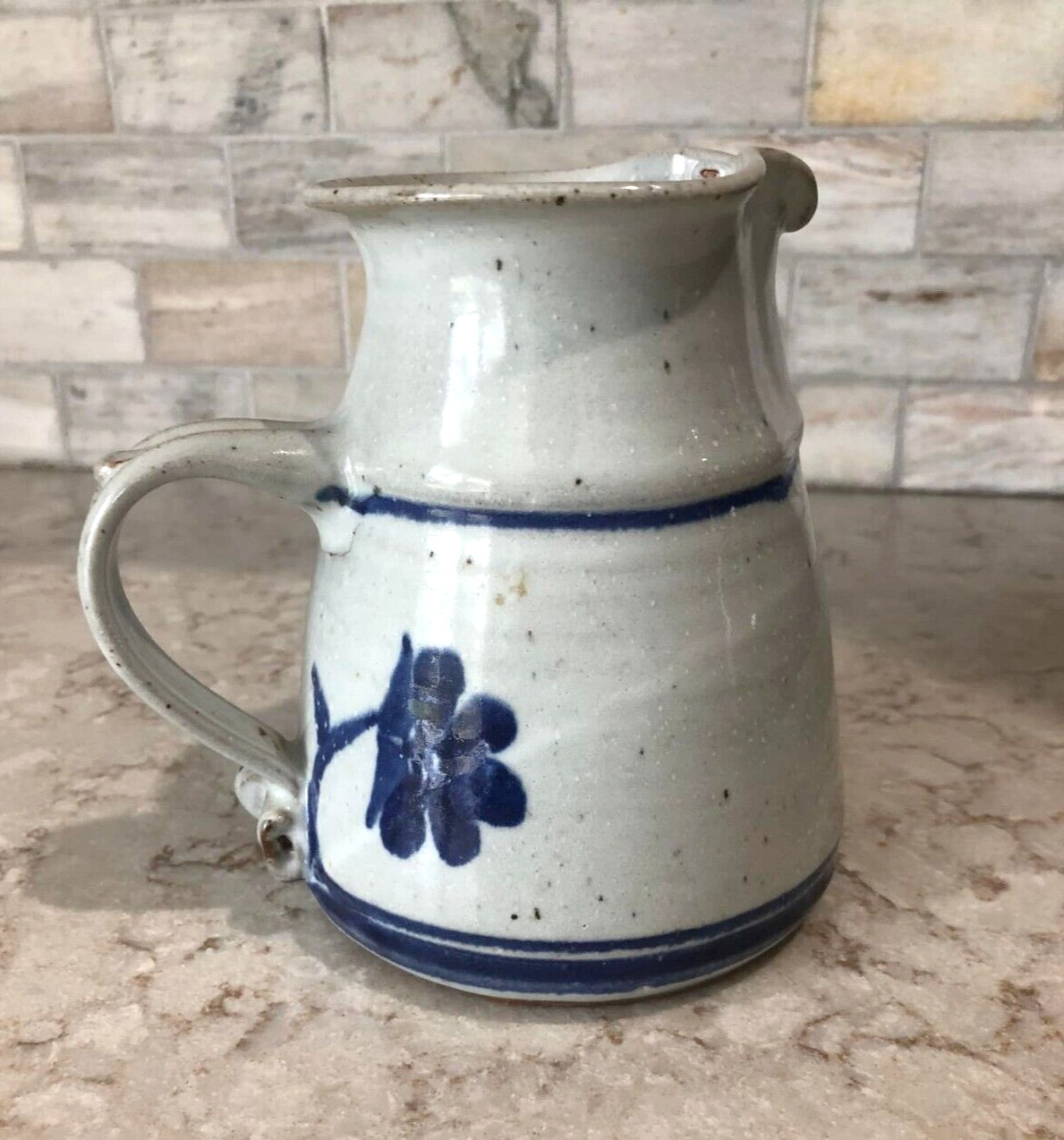 Stoneware Handmade Pottery Gray / Blue Pitcher