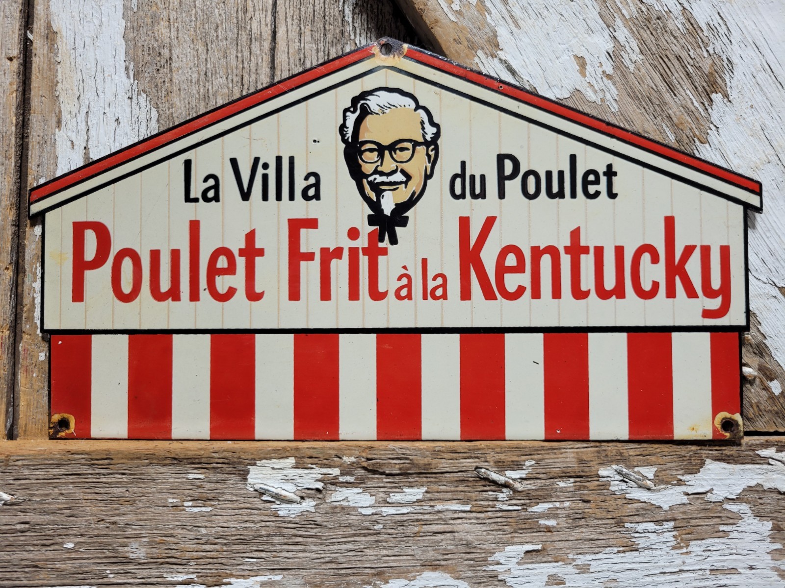VINTAGE KENTUCKY FRIED CHICKEN PORCELAIN SIGN OLD CANADIAN KFC FAST FOOD BURGER